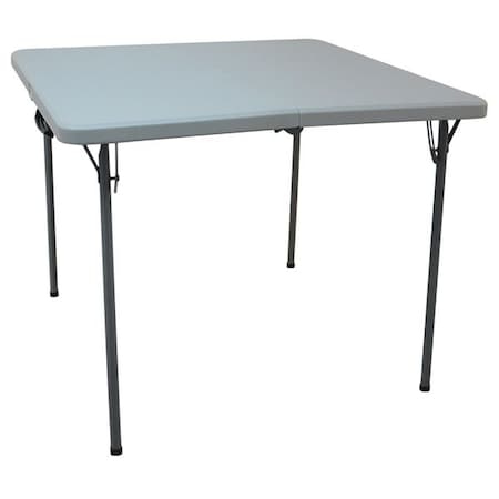 Zoro Select Square Folding Table, 36" W, 36" L, 28" H, Blow Molded Polyethylene Top, Gray 13V433