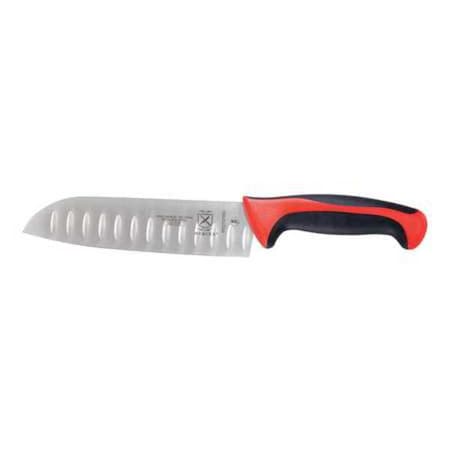 Mercer Cutlery Santoku Knife, Granton Edge, 7 In., Red M22707RD