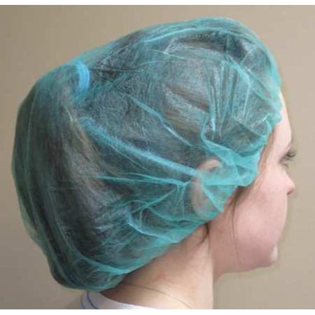 Action Chemical Bouffant Cap, Polypropylene, 24 in Dia., Green, L, 1000 PK B-24-1000G