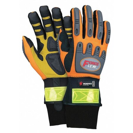 Mcr Safety Mechanics Gloves, Xl, Orange/Gray/Black, Injected Molded TPR/Fabric HV200XL