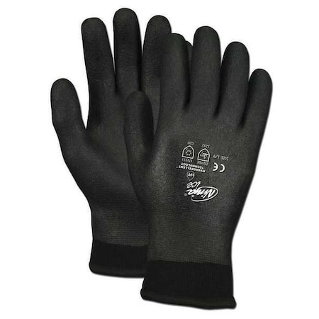 Mcr Safety Coated Gloves, Acrylic Terry/Nylon Lining, Black, L ( 9 ) N9690FCL