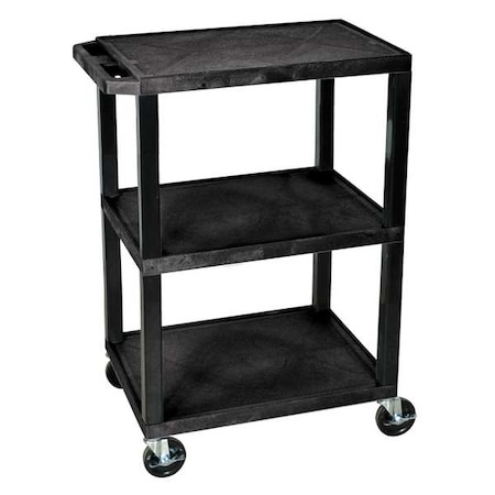 Zoro Select Utility Cart with Lipped Plastic Shelves, Thermoplastic Resin, 300 lb Load Capacity, 3 Shelves WT34S