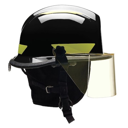 Bullard Fire/Rescue Helmet, Thermoplastic, 4-Point Sure-Lock(R) Ratchet, Black, Fits Hat Size 6-1/2 to 8 URXBKR330
