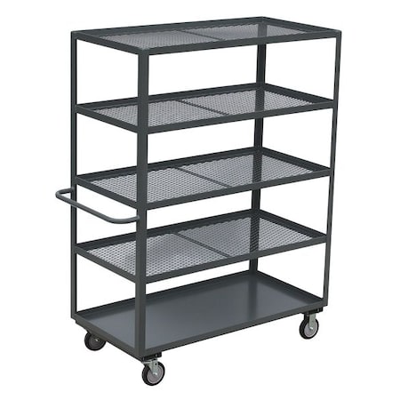 Zoro Select Open Stock Cart, 12 ga. Steel, 1,400 lb Load Capacity, 5 Shelves, 54 in L, 25 in W, 67 in H CG248P500GP