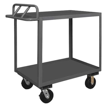 Zoro Select Utility Cart with Lipped Metal Shelves, Steel, 3,600 lb Load Capacity, 2 Shelves, 54 1/2 in L RSCE-2448-2-3.6K-95
