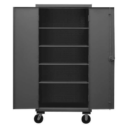 Durham Mfg Solid Door Mobile Janitorial Cabinet, Gray HDCM36-4S-95