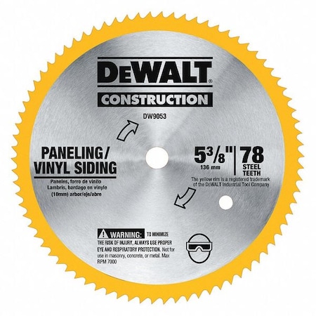 Dewalt 5-3/8" 80T Steel Saw Blade (Vinyl/Paneling) DW9053