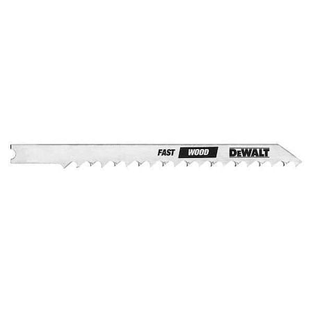 Dewalt 4" 6 TPI U-Shank Fast Wood Cutting HCS Jig Saw Blade, PK5 DW3700H