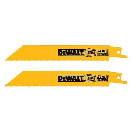 Dewalt 6" 24 TPI Straight Back Bi-Metal Reciprocating Blade (2 pack) DW4813-2