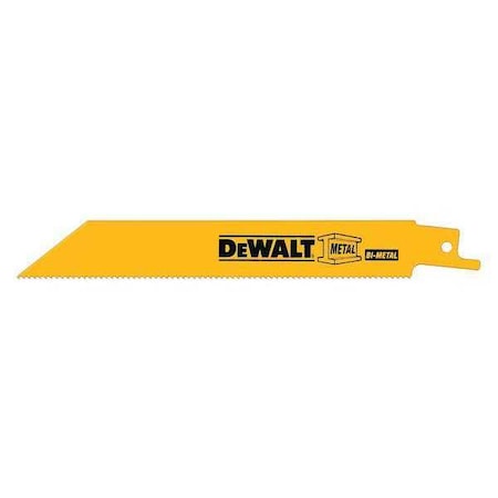 Dewalt 6" 14 TPI Straight Back Bi-Metal Reciprocating Blade, 25PK DW4808B25