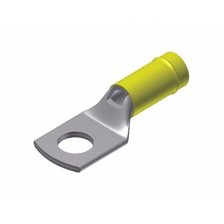 Burndy One-Hole Compression Lug, 10 AWG Max, #8 Stud, Short Barrel, Copper, Yellow, 100 PK YAEV10L36