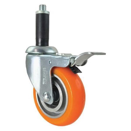 Cc Apex Swivel Stem Caster, Total Lock, Orange, 4", Number of Wheels: 1 CDP-Z-76