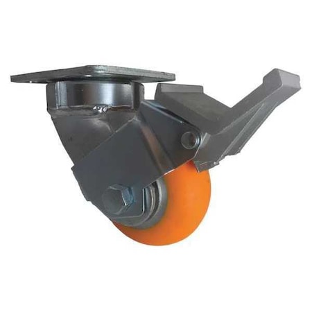 Cc Apex Swivel Plate Caster, w/Brake, Pedal, 4", Mounting Bolt Dia.: 3/8" CDP-Z-14