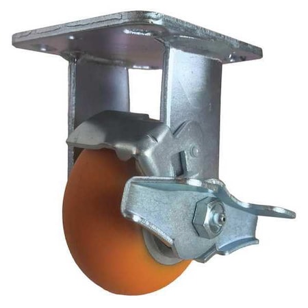 Cc Apex Rigid Plate Caster, w/Brake, Orange, 4" CDP-Z-16