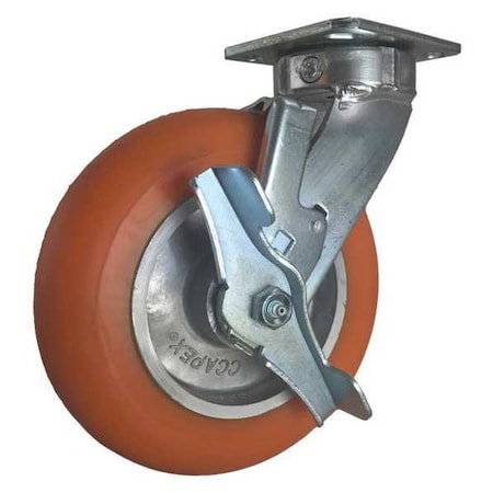 Cc Apex Swivel Plate Caster, w/Brake, SideStrap, 8" CDP-Z-51