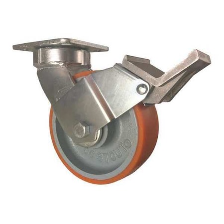 Cc Stout Swivel Plate Caster, w/Brake, Pedal, 6" CDP-Z-168