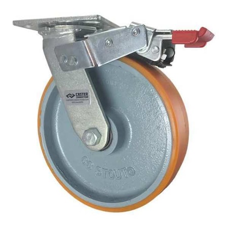 Cc Stout Swivel Plate Caster, w/Brake, TotalLock, 8" CDP-Z-174