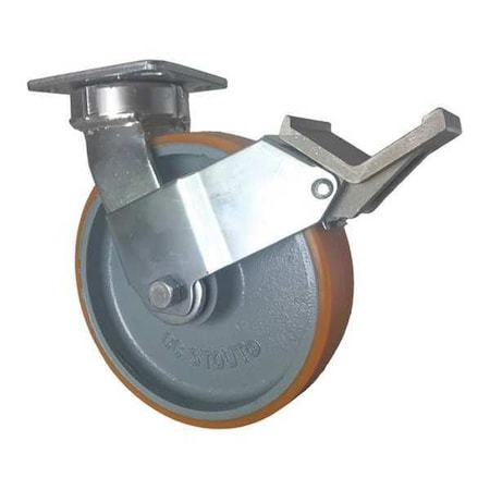 Cc Stout Swivel Plate Caster, w/Brake, Pedal, 8" CDP-Z-179