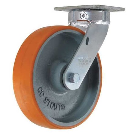 Cc Stout Swivel Plate Caster, CC Stout, Orange, 8", Caster Wheel Bearings: Ball CDP-Z-180