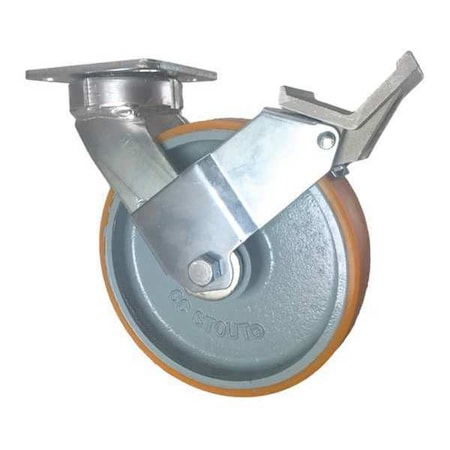 Cc Stout Swivel Plate Caster, w/Brake, Pedal, 8" CDP-Z-182