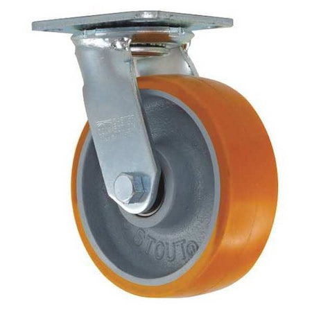 Cc Stout Swivel Plate Caster, CC Stout, Orange, 6" CDP-Z-159