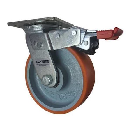 Cc Stout Swivel Plate Caster, w/Brake, TotalLock, 6" CDP-Z-162