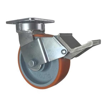 Cc Stout Swivel Plate Caster, w/Brake, Pedal, 6" CDP-Z-165