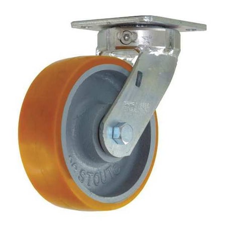 Cc Stout Swivel Plate Caster, CC Stout, Orange, 6" CDP-Z-166