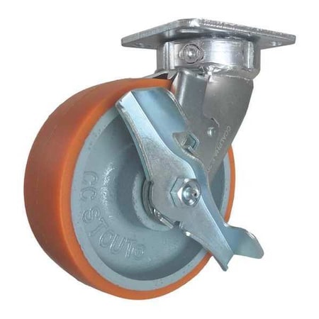 Cc Stout Swivel Plate Caster, w/Brake, SideStrap, 6" CDP-Z-167