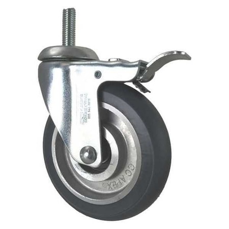 Cc Apex Swivel Stem Caster, w/Brake, Total Lock, 5", Wheel Color: Gray CDP-Z-124