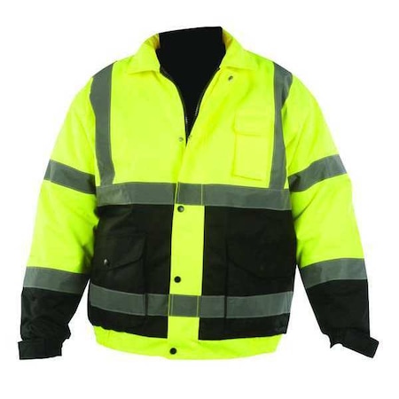 Utility Pro Hi-Vis Bomber Jacket, Teflon Fabric, Class 3 Black/Yellow, 3XLT UHV562T-3XLT