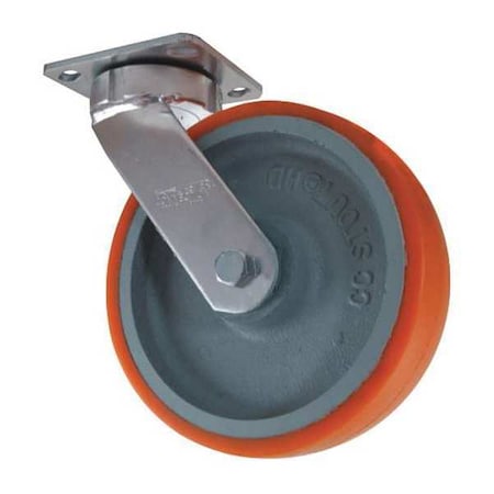 Cc Stout Swivel Plate Caster, CC Stout, Orange, 8", Frame Material: Steel CDP-Z-310