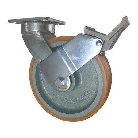 Cc Stout Swivel Plate Caster, w/Brake, Pedal, 8" CDP-Z-312