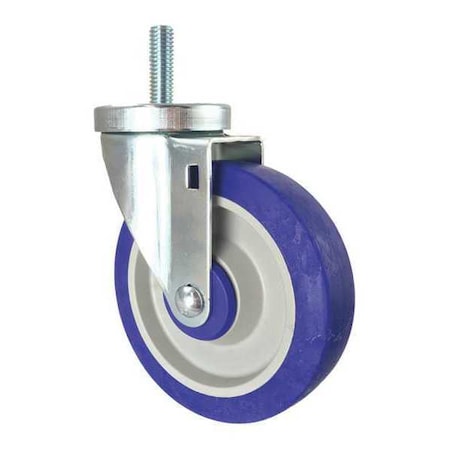 Cc Crest Swivel Stem Caster, Blue Rubber, 5", Stem Dia.: 1/2" CDP-Z-268
