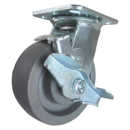 Cc Nylex Swivel Plate Caster, w/Brake, SideStrap, 5" CDP-Z-200