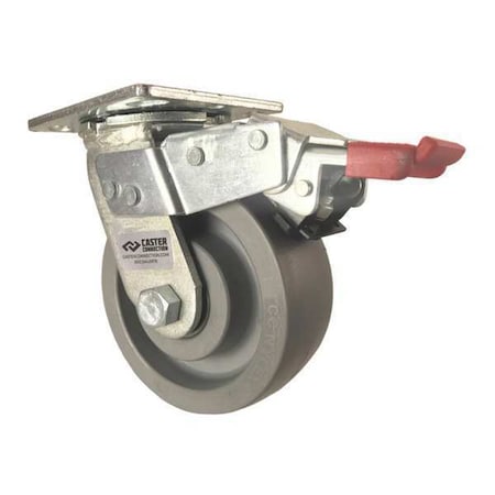 Cc Nylex Swivel Plate Caster, w/Brake, TotalLock, 5", Caster Wheel Shape: Standard CDP-Z-202