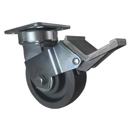 Cc Nylex Swivel Plate Caster, w/Brake, Pedal, 5" CDP-Z-205