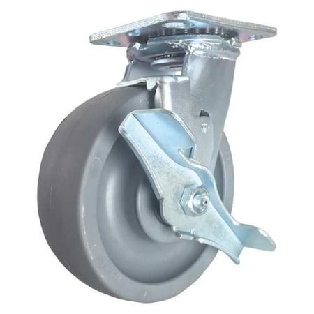 Cc Nylex Swivel Plate Caster, w/Brake, SideStrap, 6" CDP-Z-212