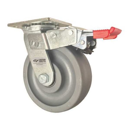 Cc Nylex Swivel Plate Caster, w/Brake, TotalLock, 6", Load Rating: 1500 lb. CDP-Z-214