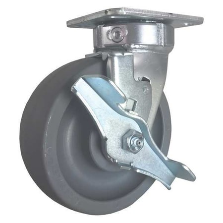 Cc Nylex Swivel Plate Caster, w/Brake, SideStrap, 6" CDP-Z-216
