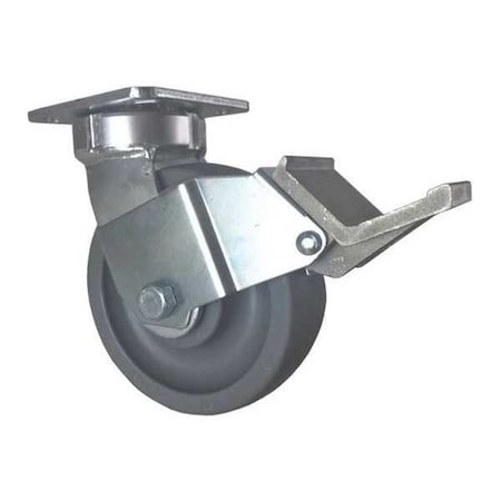 Cc Nylex Swivel Plate Caster, w/Brake, Pedal, 6" CDP-Z-217