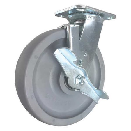 Cc Nylex Swivel Plate Caster, w/Brake, SideStrap, 8" CDP-Z-224