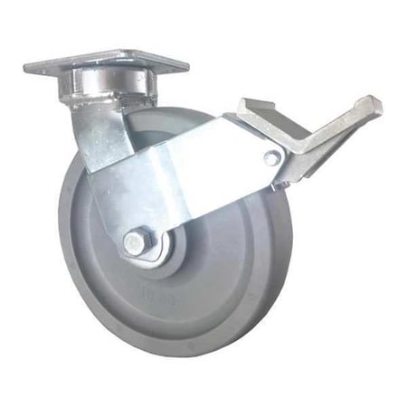 Cc Nylex Swivel Plate Caster, w/Brake, Pedal, 8" CDP-Z-231