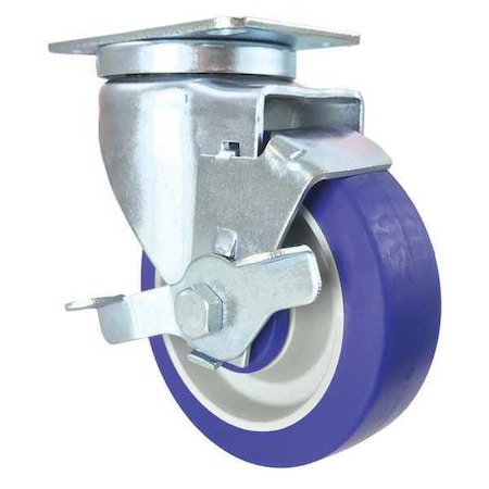 Cc Crest Swivel Plate Caster, Blue Rubber, 4" CDP-Z-238