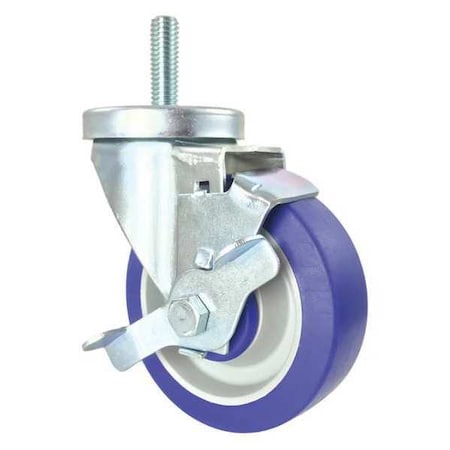 Cc Crest Swivel Stem Caster, Side Strap, Rubber, 4", Number of Wheels: 1 CDP-Z-244