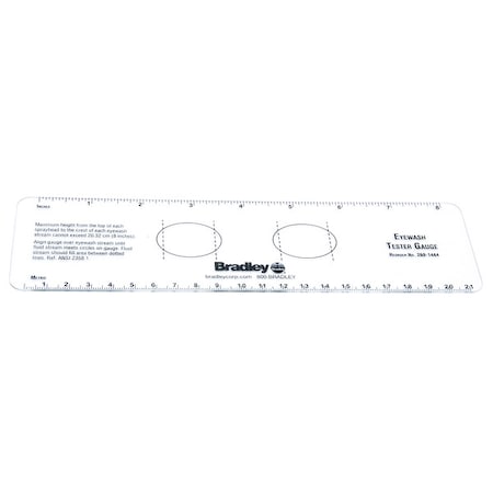 Bradley Eyewash Tester Gauge, Plastic, Clear, For Use With, Eyewash, Shower with Eyewash 269-1444GR