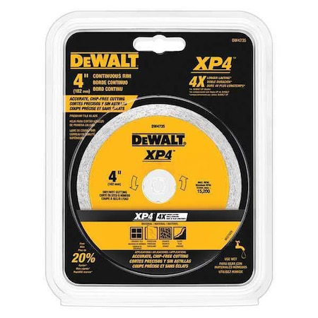 Dewalt 4" x .060" Porcelain Tile Blade Wet/Dry DW4735