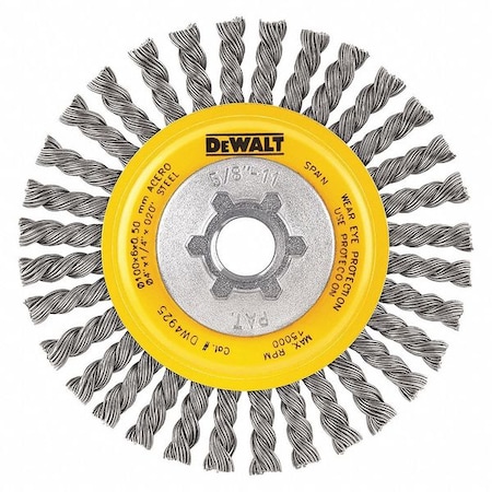 Dewalt 4" x 5/8"-11 HP .020 Carbon Stringer Wire Wheel Bulk, PK6 DW4925B