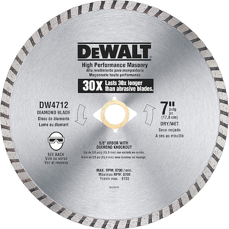 Dewalt Masonry Blade, 7In, PK10 DW4712B