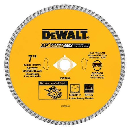 Dewalt 7" XP turbo diamond blade bulk, PK10 DW4702B